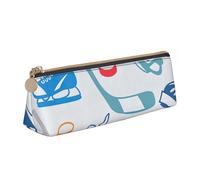 KLJnmbb Hockey Elements Creative Motif Imprimé Élégant Trousse à Crayon Grande Capacité Triangle Pochette avec Fermeture Éclair pour Outils d'écriture