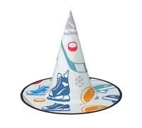 KLJnmbb Hockey Elements Creative Pattern Print Chapeau de sorcière unisexe pour adultes et adolescents