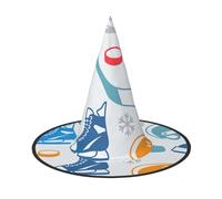 KLJnmbb Hockey Elements Creative Pattern Print Chapeau de sorcière unisexe pour adultes et adolescents