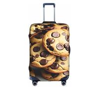 KLJnmbb Housse de protection élastique lavable anti-rayures et anti-poussière pour valise, motif biscuit, biscuits, nourriture, pépites de chocolat, biscuits, blanc, L