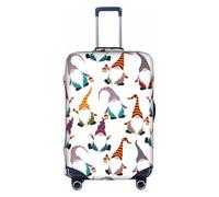 KLJnmbb Housse de protection élastique lavable anti-rayures et anti-poussière pour valise Motif nains de Noël, blanc, L