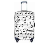KLJnmbb Housse de protection élastique lavable anti-rayures pour valise Motif notes de musique, blanc, L