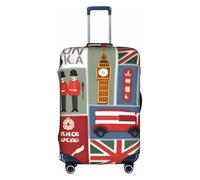 KLJnmbb Housse de protection élastique lavable anti-rayures pour valise Motif symboles de l'Angleterre, blanc, S