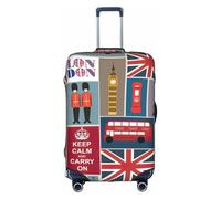 KLJnmbb Housse de protection élastique lavable anti-rayures pour valise Motif symboles de l'Angleterre, blanc, S