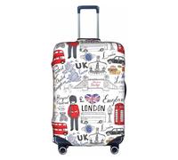 KLJnmbb Housse de protection élastique lavable anti-rayures pour valises avec inscription « I Love London », blanc, L