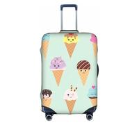 KLJnmbb Housse de protection élastique lavable anti-rayures pour valises Motif cônes de glace, blanc, L