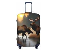 KLJnmbb Housse de protection élastique universelle pour valise, motif cerf, ours élan, Noir , XL, Bagage à main