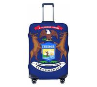 KLJnmbb Housse de protection universelle élastique lavable pour valise, motif drapeau de l'État du Michigan, Noir , M