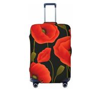 KLJnmbb Housse de protection universelle pour valise, motif coquelicot, élastique, lavable, Noir , L