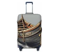 KLJnmbb Housse de protection universelle pour valise, motif vieux viking, motif bateaux vikings, housse de protection élastique lavable, Noir , L