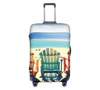 KLJnmbb Housse de valise avec imprimé scène de plage avec chaises, housse élastique, lavable, anti-rayures, protection contre la poussière, élégante, blanc, M