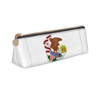 KLJnmbb Illinois State Flag Print Elegant Pencil Case Grande Capacité Triangle Pouch with Zipper for Writing Tools