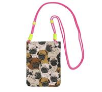 KLJnmbb Imagen De Pug Sac à bandoulière pour téléphone portable Motif carlin Pour femme et homme Accessoire de voyage, Fuchsia, Taille unique