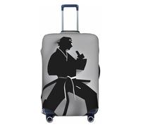 KLJnmbb Impressionnant Karaté Hommes Imprimé Valise Extensible Universelle Élastique Bagages Housse de Protection Vacances Voyage, Noir , XL, Bagage à main