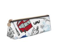 KLJnmbb London Print Trousse à crayons élégante Grande capacité Triangle Pochette avec fermeture éclair pour outils d'écriture