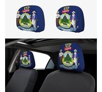 KLJnmbb Lot de 2 housses d'appui-tête de voiture avec imprimé drapeau de l'État du Maine pour coussin de siège doux