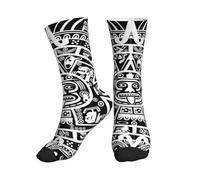 KLJnmbb Mayan Calendar End of the World Print Chaussettes mi-tube unisexes respirantes athlétiques course gym entraînement activités sportives, 1 noir, Taille unique