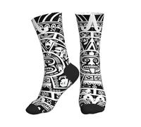 KLJnmbb Mayan Calendar End of the World Print Chaussettes mi-tube unisexes respirantes athlétiques course gym entraînement activités sportives, 2 Noir-2, Taille unique