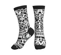 KLJnmbb Mayan Calendar End of the World Print Chaussettes mi-tube unisexes respirantes athlétiques course gym entraînement activités sportives, 3 noir, Taille unique