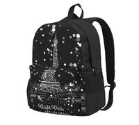 KLJnmbb Night Paris Tour Eiffel Imprimée Grande Capacité Sac à dos léger Randonnée Aventures en plein air Trajet quotidien