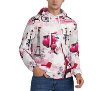 KLJnmbb Paris Tour Eiffel France Imprimer Pull à Capuche Homme Doux Confortable pour Hiver Automne Printemps Casual Daily Wear, Noir , L