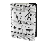 KLJnmbb Passeport de voyage imprimé notes de musique 14 cm Portefeuille sécurisé compact élégant pour homme et femme