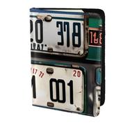 KLJnmbb Porte-documents de voyage avec impression ancienne plaque d'immatriculation - 14 cm - Compact et élégant - Pour homme et femme