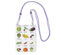 KLJnmbb Présentation de divers légumes imprimés femmes hommes téléphone portable sac bandoulière pochette portable portefeuille pour accessoire de voyage, violet, Taille unique