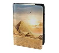 KLJnmbb Pyramide égyptienne dans le désert imprimé 14 cm passeport portefeuille sécurisé compact élégant pour homme et femme