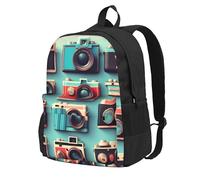 KLJnmbb Retro Cool Camera Collection Sac à dos de grande capacité léger pour randonnée, aventures en plein air, trajets quotidiens
