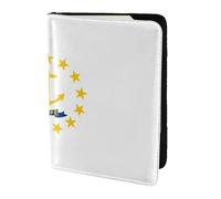 KLJnmbb Rhode Island State Flag Print 14 cm Passeport Portefeuille de voyage sécurisé compact élégant pour homme et femme