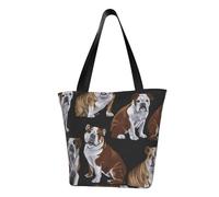 KLJnmbb Sac à bandoulière fonctionnel imprimé bouledogues anglais pour voyage, plage, sac à main tendance, sac à main quotidien, vacances, travail, été