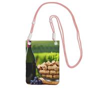 KLJnmbb Sac à bandoulière pour téléphone portable avec bouchon en liège et motif raisin, rose, Taille unique