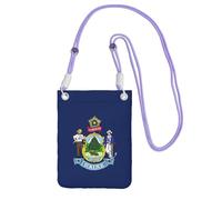 KLJnmbb Sac à bandoulière pour téléphone portable avec imprimé drapeau de l'État du Maine - Pour femme et homme - Accessoire de voyage, violet, Taille unique
