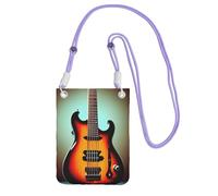 KLJnmbb Sac à bandoulière pour téléphone portable avec imprimé guitare, basse, instrument de musique pour femme et homme, accessoire de voyage, violet, Taille unique