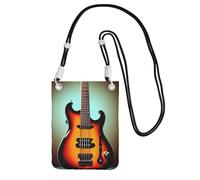 KLJnmbb Sac à bandoulière pour téléphone portable avec imprimé guitare, basse, instrument de musique pour femme et homme, accessoire de voyage, Noir , Taille unique