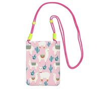 KLJnmbb Sac à bandoulière pour téléphone portable avec imprimé lama cactus pour femmes et hommes - Accessoire de voyage, Fuchsia, Taille unique