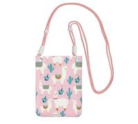 KLJnmbb Sac à bandoulière pour téléphone portable avec imprimé lama cactus pour femmes et hommes - Accessoire de voyage, rose, Taille unique