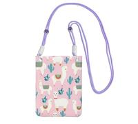 KLJnmbb Sac à bandoulière pour téléphone portable avec imprimé lama cactus pour femmes et hommes - Accessoire de voyage, violet, Taille unique