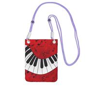 KLJnmbb Sac à bandoulière pour téléphone portable avec imprimé notes de musique et piano - Pour femme et homme - Accessoire de voyage, violet, Taille unique