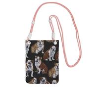KLJnmbb Sac à bandoulière pour téléphone portable Motif bouledogues anglais Pour femme et homme Accessoire de voyage, rose, Taille unique