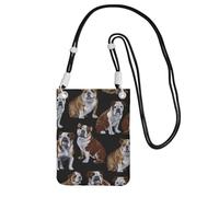 KLJnmbb Sac à bandoulière pour téléphone portable Motif bouledogues anglais Pour femme et homme Accessoire de voyage, Noir , Taille unique