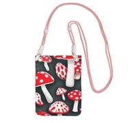 KLJnmbb Sac à bandoulière pour téléphone portable Motif champignons Rouge/blanc, rose, Taille unique