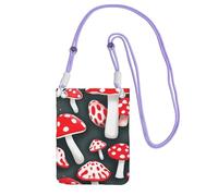 KLJnmbb Sac à bandoulière pour téléphone portable Motif champignons Rouge/blanc, violet, Taille unique