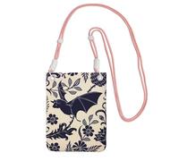KLJnmbb Sac à bandoulière pour téléphone portable - Motif chauve-souris - Pour femme et homme - Accessoire de voyage, rose, Taille unique