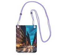 KLJnmbb Sac à bandoulière pour téléphone portable Motif rues de New York City pour femme et homme Accessoire de voyage, violet, Taille unique
