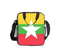 KLJnmbb Sac à déjeuner transparent grande capacité avec motif drapeau de la Birmanie pour pique-nique, école, bureau, voyage, plage