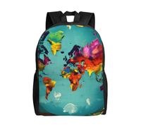 KLJnmbb Sac à dos imperméable élégant avec imprimé carte du monde pour voyage, randonnée, camping