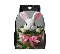 KLJnmbb Sac à dos imperméable élégant avec imprimé lapin rosette pour voyage, randonnée, camping