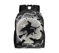 KLJnmbb Sac à dos imperméable et élégant avec imprimé sorcière d'Halloween pour voyage, randonnée, camping